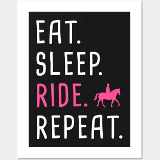 Eat. Sleep. Ride. Repeat. | Funny Horseback Riding Posters and Art